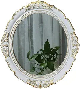 Hanging Wall Mirrors, Decorative Mirrors, Vintage Multi-Functional Mirror, Living Room, Bedroom, Bathroom,13" W x 15" L, Golden White