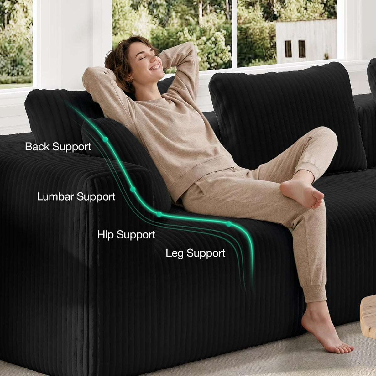 Novilla 141" Modular Sectional Sofa, L Shape Plush Sectional Couch, Modern Cloud Design with Smarts Coil® Support, Boneless Sectional Couch for Large Living Room Apartment, No Assembly Required