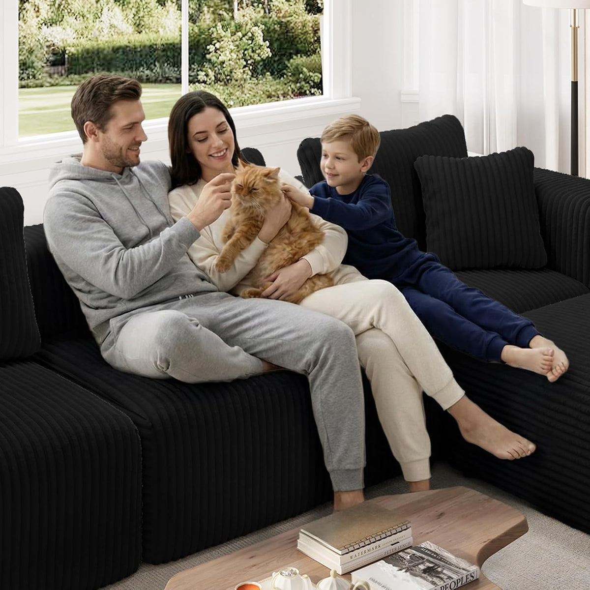 Novilla 141" Modular Sectional Sofa, L Shape Plush Sectional Couch, Modern Cloud Design with Smarts Coil® Support, Boneless Sectional Couch for Large Living Room Apartment, No Assembly Required