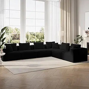 Novilla 141" Modular Sectional Sofa, L Shape Plush Sectional Couch, Modern Cloud Design with Smarts Coil® Support, Boneless Sectional Couch for Large Living Room Apartment, No Assembly Required