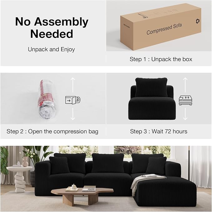 Novilla 141" Modular Sectional Sofa, L Shape Plush Sectional Couch, Modern Cloud Design with Smarts Coil® Support, Boneless Sectional Couch for Large Living Room Apartment, No Assembly Required