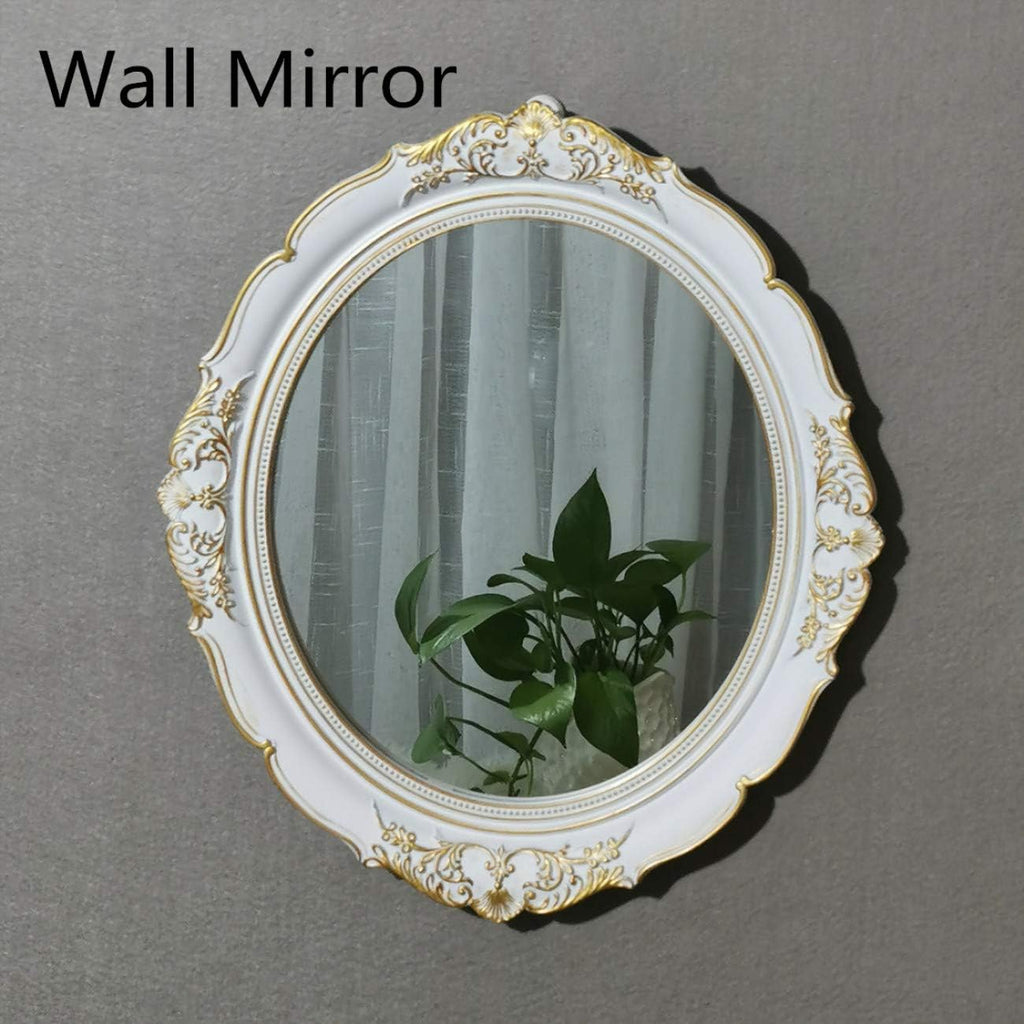 Hanging Wall Mirrors, Decorative Mirrors, Vintage Multi-Functional Mirror, Living Room, Bedroom, Bathroom,13" W x 15" L, Golden White