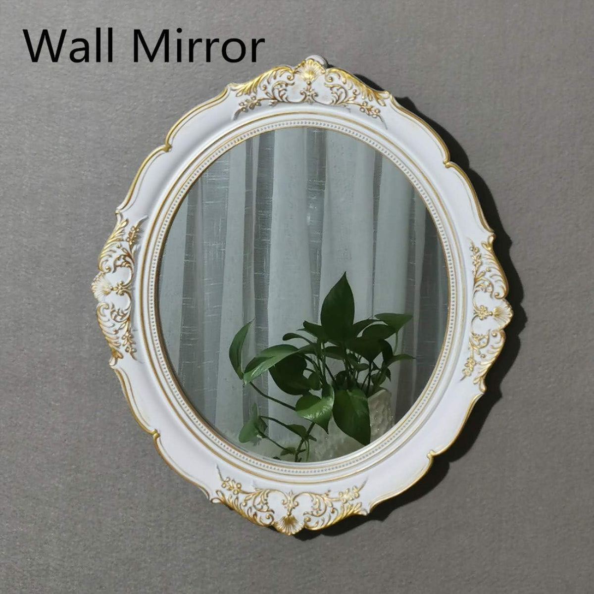Hanging Wall Mirrors, Decorative Mirrors, Vintage Multi-Functional Mirror, Living Room, Bedroom, Bathroom,13" W x 15" L, Golden White