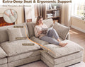 Oversized Modular Sectional Sofa, 7 Seater Deep Seat Cloud Couch Sectional Chenille Corner Couch, 7 Pillows, 2 Movable Ottomans, For Spacious Living Room Reception Rooms, Large Families, Camel